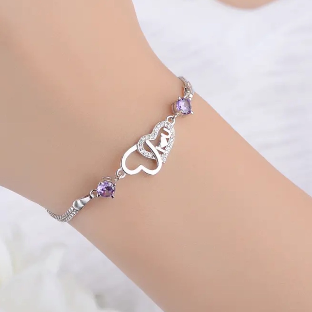 🌟 Sterling Silver 925 CZ Bracelet I Love You - Picture 3 of 4